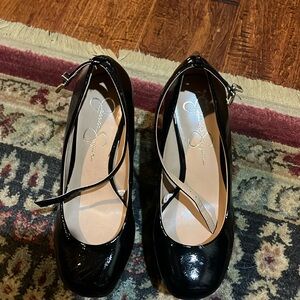 Patten leather ankle strap Mary Jane